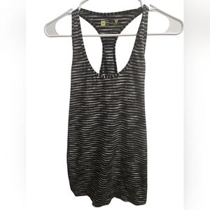 XERSION Women's Medium Fitted  Black & White Stripe Racerback Tank